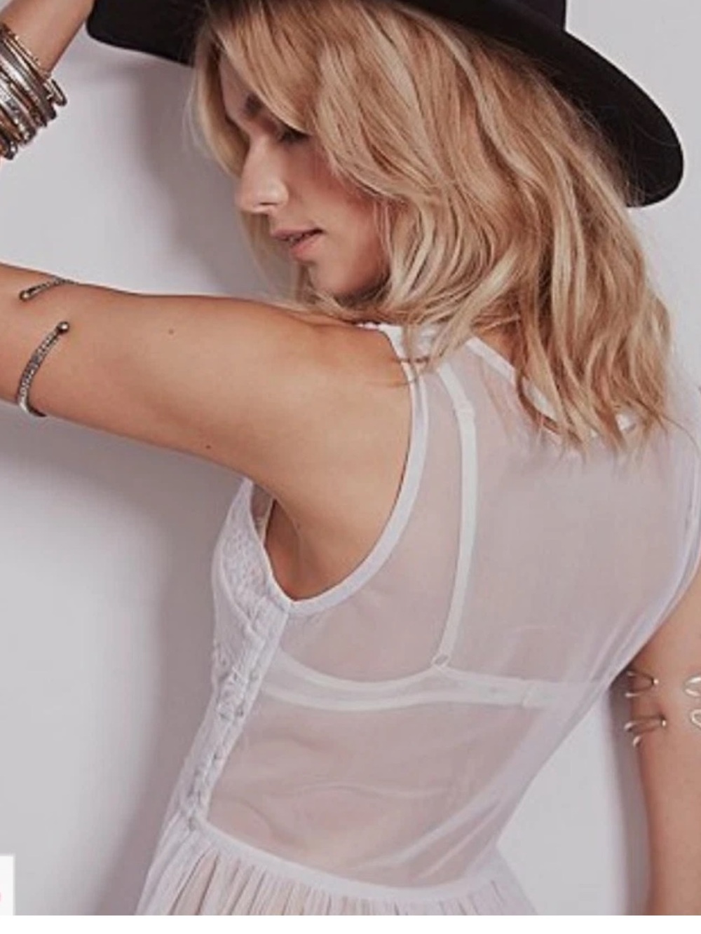 Free People Geo Embroidered Fit and Flare Lace Slip Dress - Picture 3 of 7